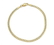 14k 2Tone Gold Men Solid Cuban Bracelet (3.10mm,7