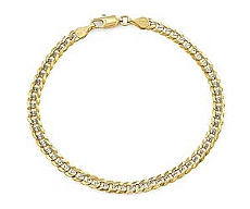 14k 2Tone Gold Men Solid Cuban Bracelet (4.5mm,8.5