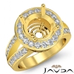 Halo Pre-Set Diamond Engagement Ring Round Cut Semi Mount 14k Yellow Gold 0.67Ct - javda.com 