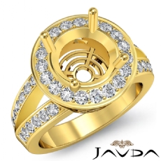 Halo Pre-Set Diamond Engagement Ring Round Cut Semi Mount 14k Gold Yellow  (0.67Ct. tw.)