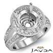 Halo Pre-Set Diamond Engagement Ring Round Cut Semi Mount Platinum 950 0.67Ct - javda.com 