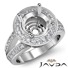 Halo Pre-Set Diamond Engagement Ring Round Cut Semi Mount 14K White Gold 0.67Ct