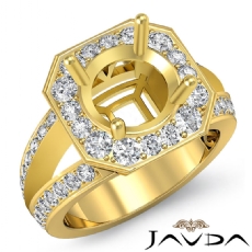 Diamond Engagement Ring 14k Gold Yellow Halo Pave Setting Round Semi Mount  (0.66Ct. tw.)