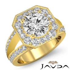 V-Shaped Split Shank Halo Pave diamond  18k Gold Yellow