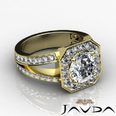 V-Shaped Split Shank Halo Pave diamond Ring 18k Gold Yellow