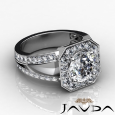 V-Shaped Split Shank Halo Pave diamond Ring 18k Gold White