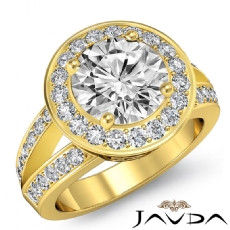 Filigree Halo Pave Split Shank diamond Ring 18k Gold Yellow