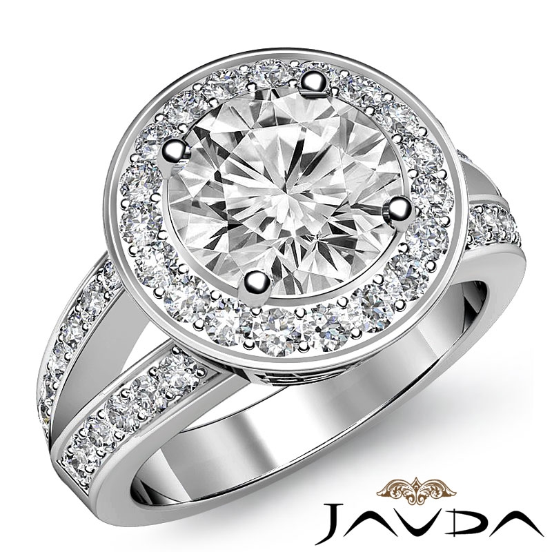 Filigree Halo Pave Split Shank diamond Ring 14k Gold White