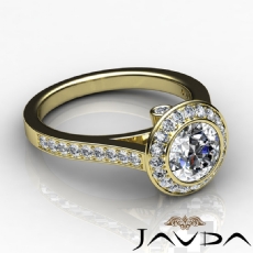 Accent Bezel Halo Micro Pave diamond Ring 18k Gold Yellow
