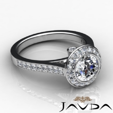 Accent Bezel Halo Micro Pave diamond Ring 14k Gold White