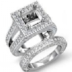 4.75Ct Vintage Diamond Engagement Ring Princess Semi Mount Bridal Set Platinum 950