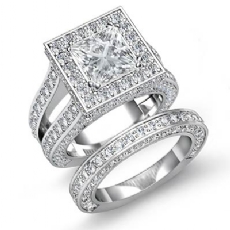 Split Shank Square diamond Ring Platinum 950