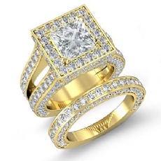 Split Shank Square diamond Ring 14k Gold Yellow
