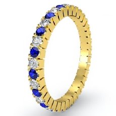 Sapphire Diamond Italian Prong Set Eternity Women's Band 14k Gold Yellow Ring  (0.3Ct. tw.)