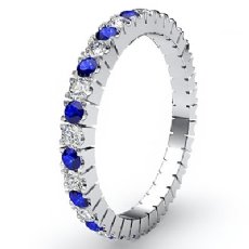 Sapphire Diamond Italian Prong Set Eternity Women's Band 14k W Gold Ring 0.70Ct