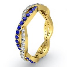 Women's Eternity Wedding Band Sapphire Pave Diamond Ring 14k Gold Yellow  (0.3Ct. tw.)