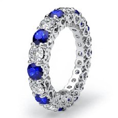 Heart Eternity Wedding Ring 14k White Gold Sapphire Diamond Women's Band 4Ct