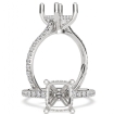 Cathedral Hidden Halo U Pave Cushion Semi Mount Engagement Ring Platinum 950 0.47Ct - javda.com 