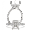 Hidden Halo U Pave Emerald Semi Mount Diamond Engagement Ring Platinum 950 0.49Ct - javda.com 