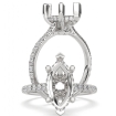 Cathedral Hidden Halo U Pave Marquise Semi Mount Engagement Ring 14k White Gold 0.51Ct - javda.com 