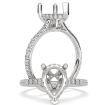 Hidden Halo French Pave Pear Semi Mount Diamond Engagement Ring 14k White Gold 0.5Ct - javda.com 
