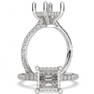 Hidden Halo Princess Semi Mount U Pave Diamond Engagement Ring Platinum 950 0.48Ct - javda.com 