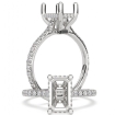 French U Pave Hidden Halo Radiant Semi Mount Engagement Ring 14k White Gold 0.47Ct - javda.com 