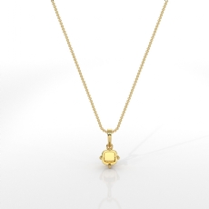 Cushion Cut Semi Mount Solitaire 4Prong Scroll Pendant With Chain 14k Gold Yellow