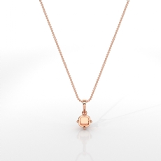 Cushion Cut Semi Mount Solitaire 4Prong Scroll Pendant With Chain 14k Rose Gold