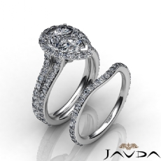 Halo Pave Split Shank Bridal diamond Ring 14k Gold White
