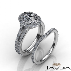 Halo Pave Wedding Bridal Set diamond  14k Gold White