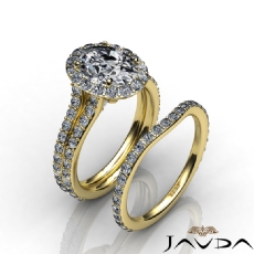 Halo Pave Wedding Bridal Set diamond Ring 14k Gold Yellow