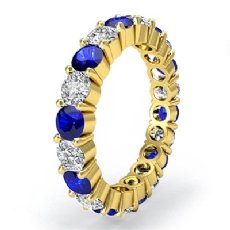 Sapphire Prong Diamond Eternity Wedding Band 14k Gold Yellow Women's Ring  (1.1Ct. tw.)