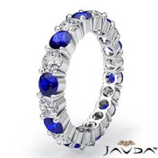 Sapphire Prong Diamond Eternity Wedding Band 14k White Gold Women's Ring 2.4Ct