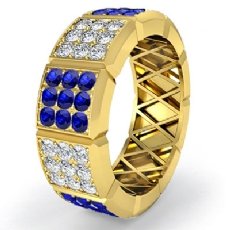 Sapphire Diamond Women's Eternity Wedding Band 18k Gold Yellow Solid Ring  (0.98Ct. tw.)