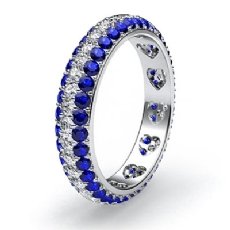 Women's Heart Eternity Wedding Band Round Sapphire Diamond Ring 14k WGold 1.5Ct