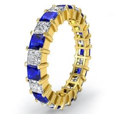 Princess Sapphire Diamond Eternity Wedding Band Women's Ring 14k Gold Yellow  (2.17Ct. tw.)