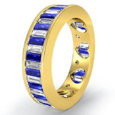Sapphire Baguette Diamond Women Eternity Wedding Band 14k Gold Yellow Ring  (1.7Ct. tw.)