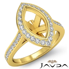 Marquise Diamond Engagement Ring 14k Gold Yellow Semi Mount Halo Pave Set  (0.52Ct. tw.)