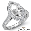 Marquise Diamond Engagement Ring 14k White Gold Semi Mount Halo Pave Set 0.52Ct - javda.com 