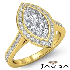 Halo Micro Pave Bezel Accent diamond Ring 18k Gold Yellow