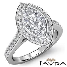 Halo Micro Pave Bezel Accent diamond Ring 14k Gold White