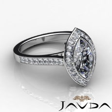 Halo Micro Pave Bezel Accent diamond Ring 18k Gold White