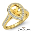 Pear Semi Mount Diamond Engagement Ring 14k Yellow Gold Halo Pave Setting 0.55Ct - javda.com 