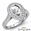 Pear Semi Mount Diamond Engagement Ring 18k White Gold Halo Pave Setting 0.55Ct - javda.com 