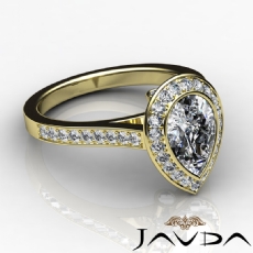 Halo Pave Bezel Set Cathedral diamond Ring 18k Gold Yellow