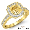 Halo Pave Setting Diamond Engagement Round Semi Mount Ring 14k Yellow Gold 0.37Ct - javda.com 