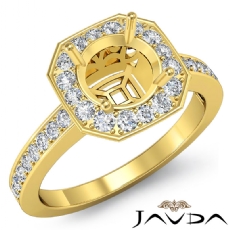 Halo Pave Setting Diamond Engagement Round Semi Mount Ring 14k Gold Yellow  (0.37Ct. tw.)