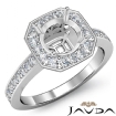 Halo Pave Setting Diamond Engagement Round Semi Mount Ring Platinum 950 0.37Ct - javda.com 