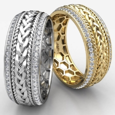 Rope Braided Round Diamond Eternity Mens Wedding Band Platinum 950  (0.9Ct. tw.)